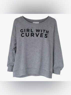 Girl With Curves Grey Graphic Sweatshirt - Women (Sz M) Ptp 23.5”